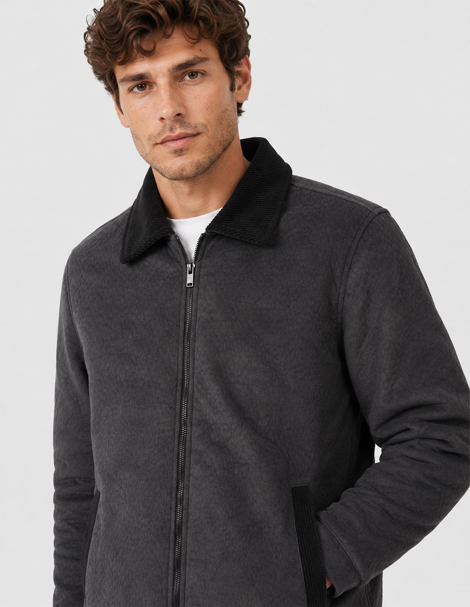 Chamarra harrington cuello a contraste para hombre 5