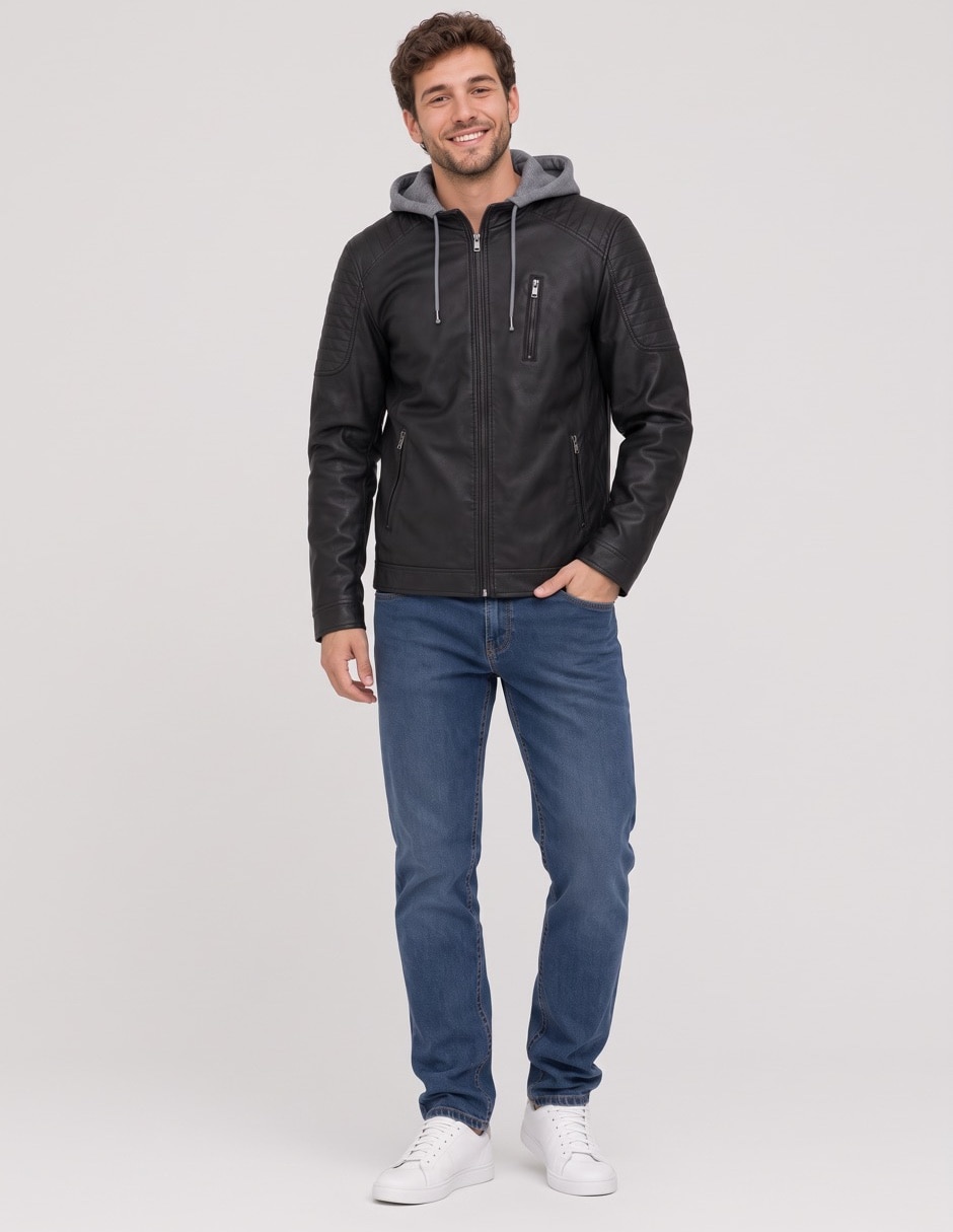 Chamarra casual con capucha para hombre 1