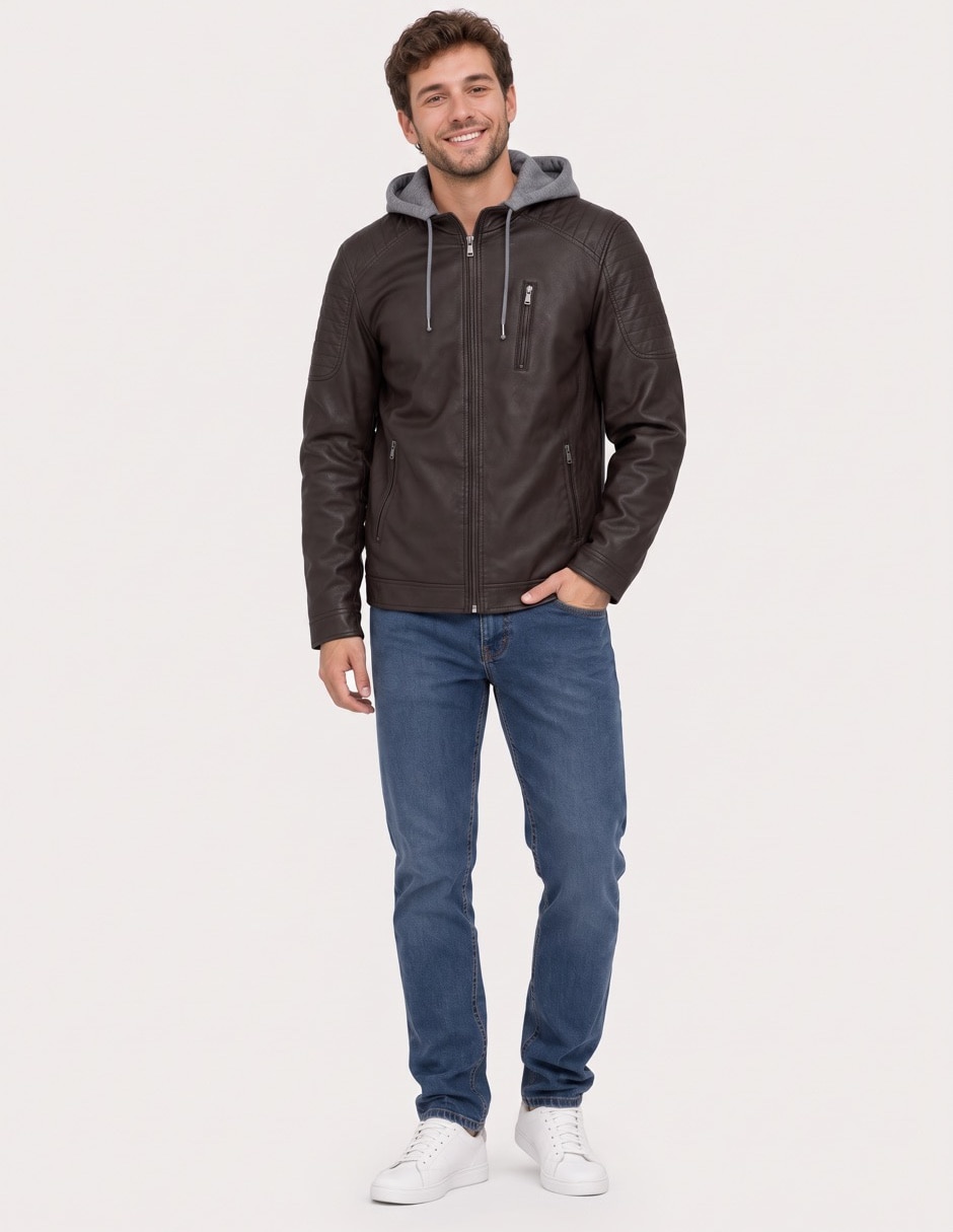 Chamarra casual con capucha para hombre