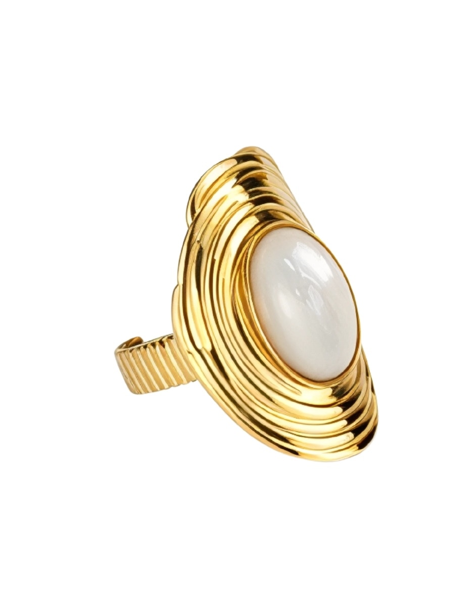 Anillo Aura Pearl baño de oro 5