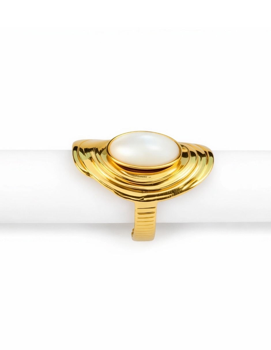 Anillo Aura Pearl baño de oro 4