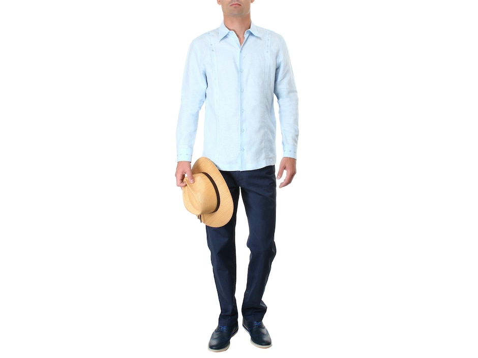 Guayabera manga larga para hombre 4