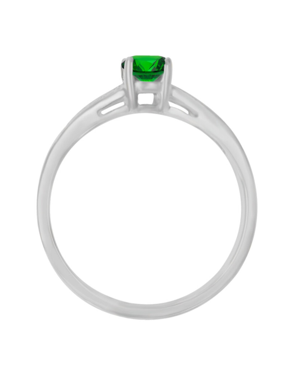 Anillo con gema oval fascinare leanny 14 k de oro blanco esmeralda y diamante brillante